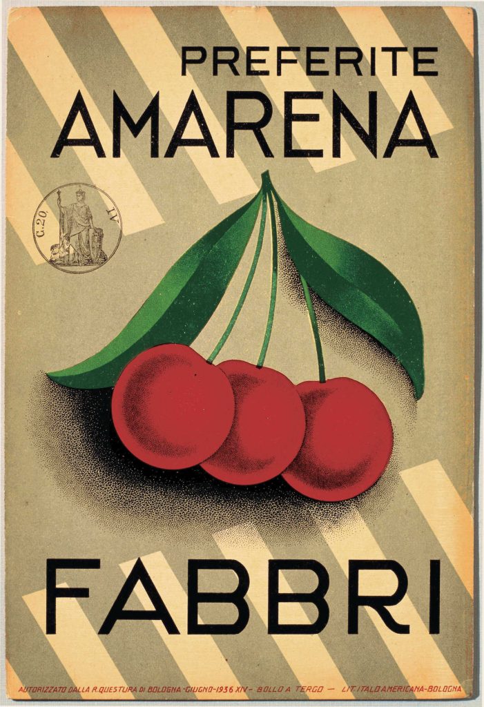 Locandina pubblicitaria dell'Amarena Fabbri - 1956